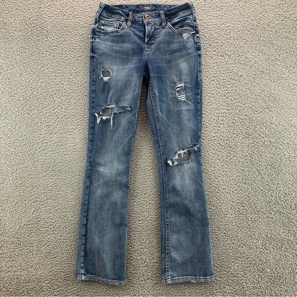 Silver Jeans AIKO Mid Rise Slim Boot Distressed Women's Jeans  -  Size:  26 - Picture 1 of 15